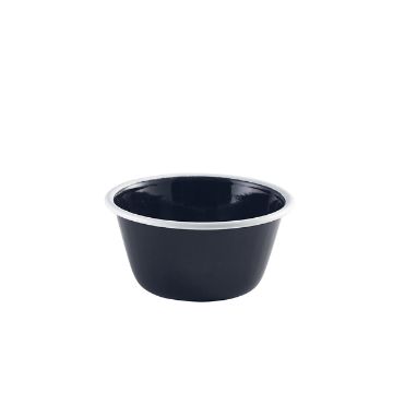 Picture of Enamel Deep Pie Dish Black with White Rim 12cm - Pack of 12