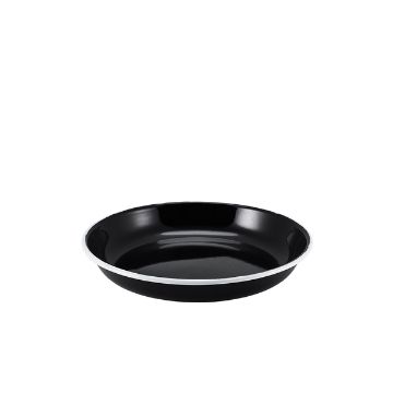 Picture of Enamel Rice/ Pasta Plate Black with White Rim 20cm - Pack of 12