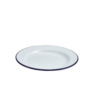 Picture of Enamel Wide Rim Plate White & Blue 24cm - Pack of 12