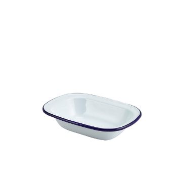 Picture of Enamel Rect. Pie Dish White & Blue 18cm - Pack of 12