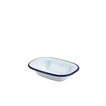 Picture of Enamel Rect. Pie Dish White & Blue 16cm - Pack of 12