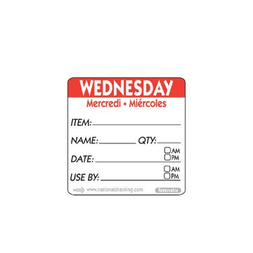 Picture of 50mm Wednesday Removable Day Label (500)