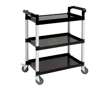 Picture of Genware Large 3 Tier PP Trolley Black Shelves
