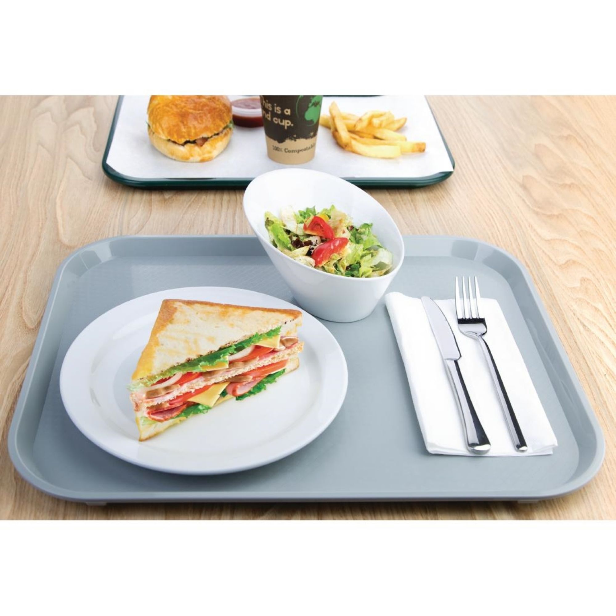 Picture of Olympia Kristallon Polypropylene Fast Food Tray Grey Large 450mm