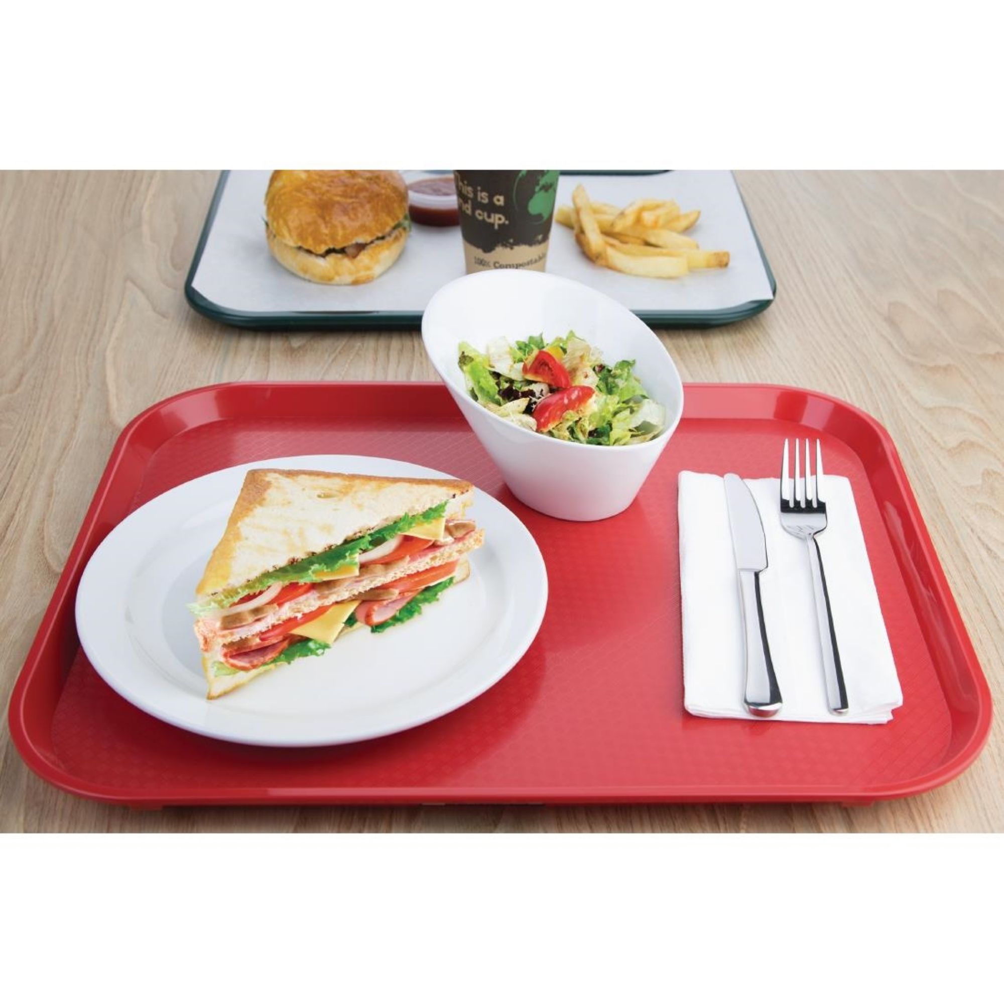Picture of Olympia Kristallon Polypropylene Fast Food Tray Red Large 450mm