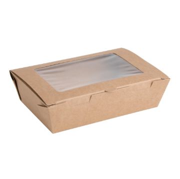 Picture of Fiesta Compostable Salad Boxes with PLA Windows 700ml (200 Pack)