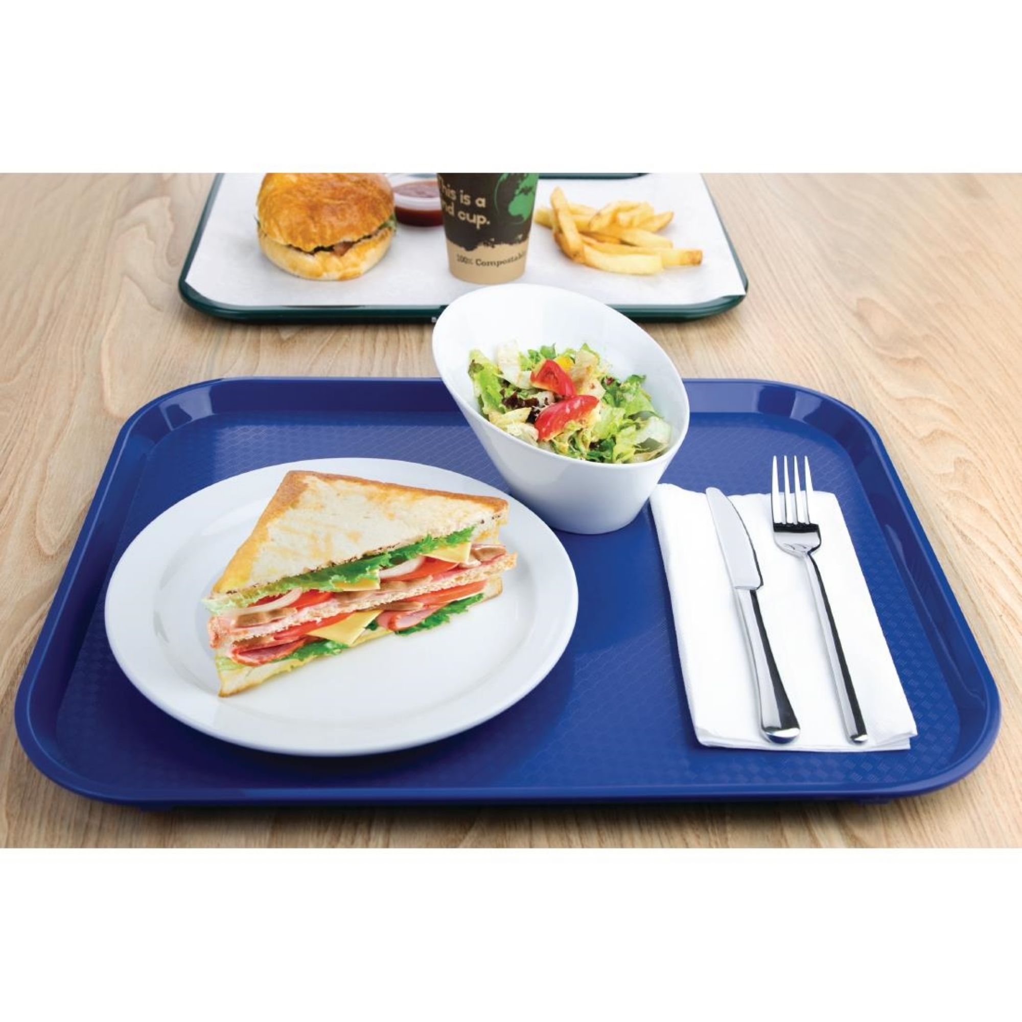 Picture of Olympia Kristallon Polypropylene Fast Food Tray Blue Large 450mm