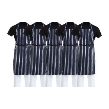 Picture of Whites Butchers Stripe Bib Apron Blue/White (5 Pack)
