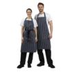 Picture of Whites Butchers Stripe Bib Apron Blue/White (5 Pack)
