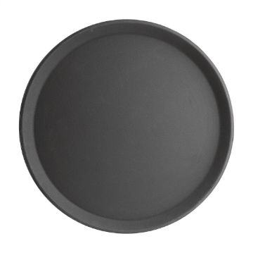 Picture of Olympia Kristallon Fibreglass Round Non-Slip Tray Black 406mm