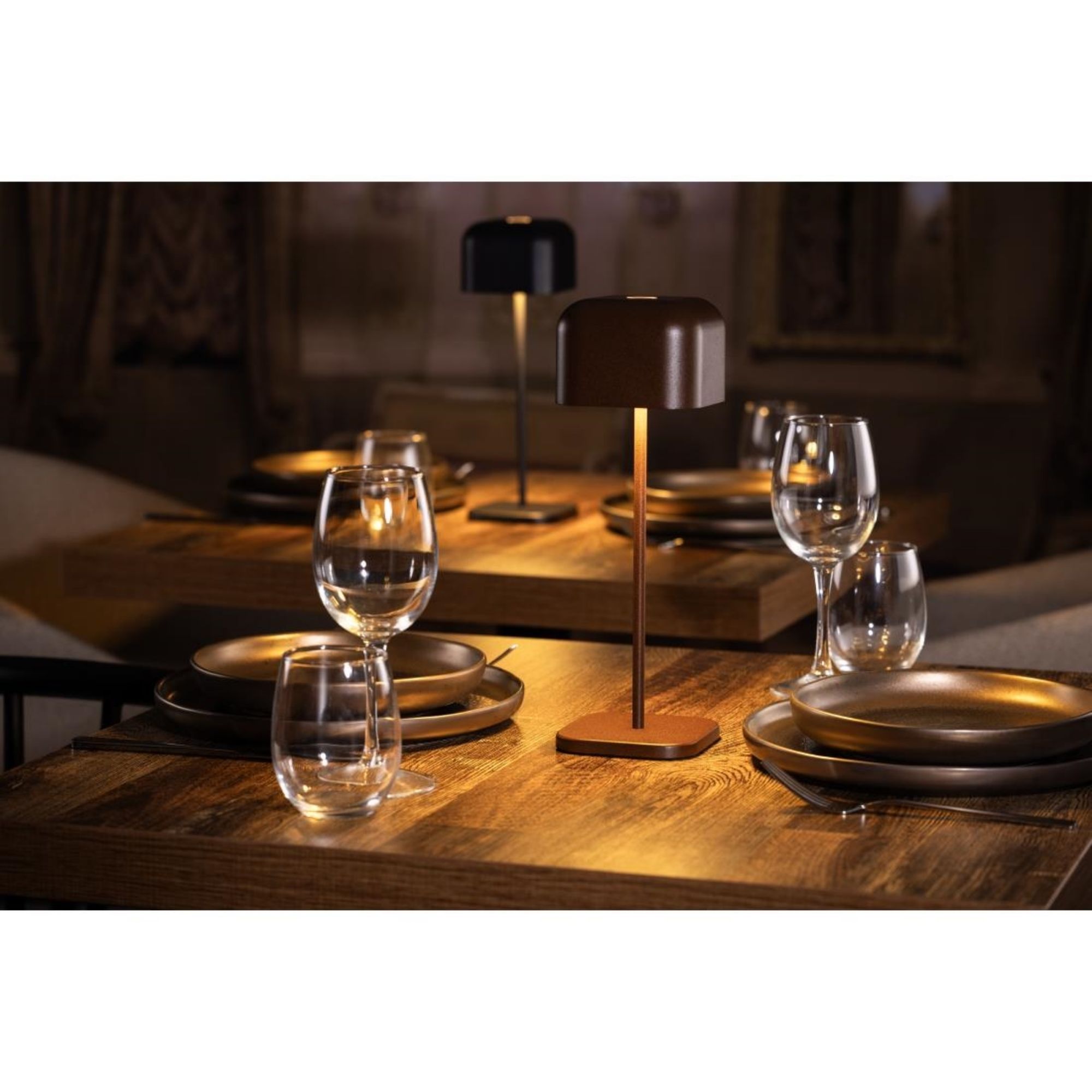 Picture of Olympia Lucca Table Lamp Squared Dome Chestnut 300mm