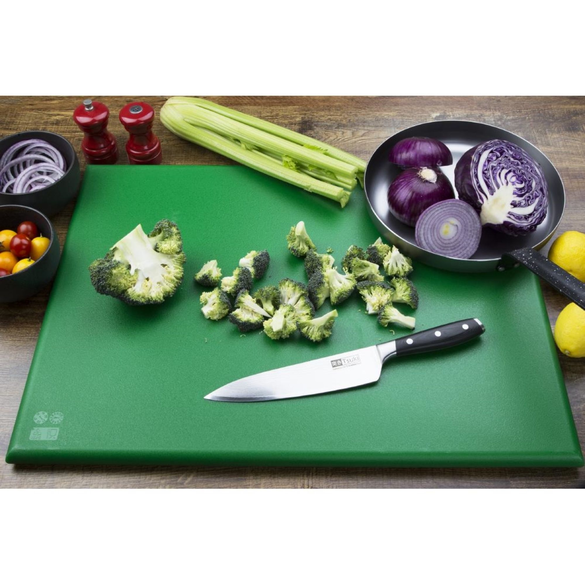 Picture of Hygiplas Thick High Density Green Chopping Board Large 600x450x25mm