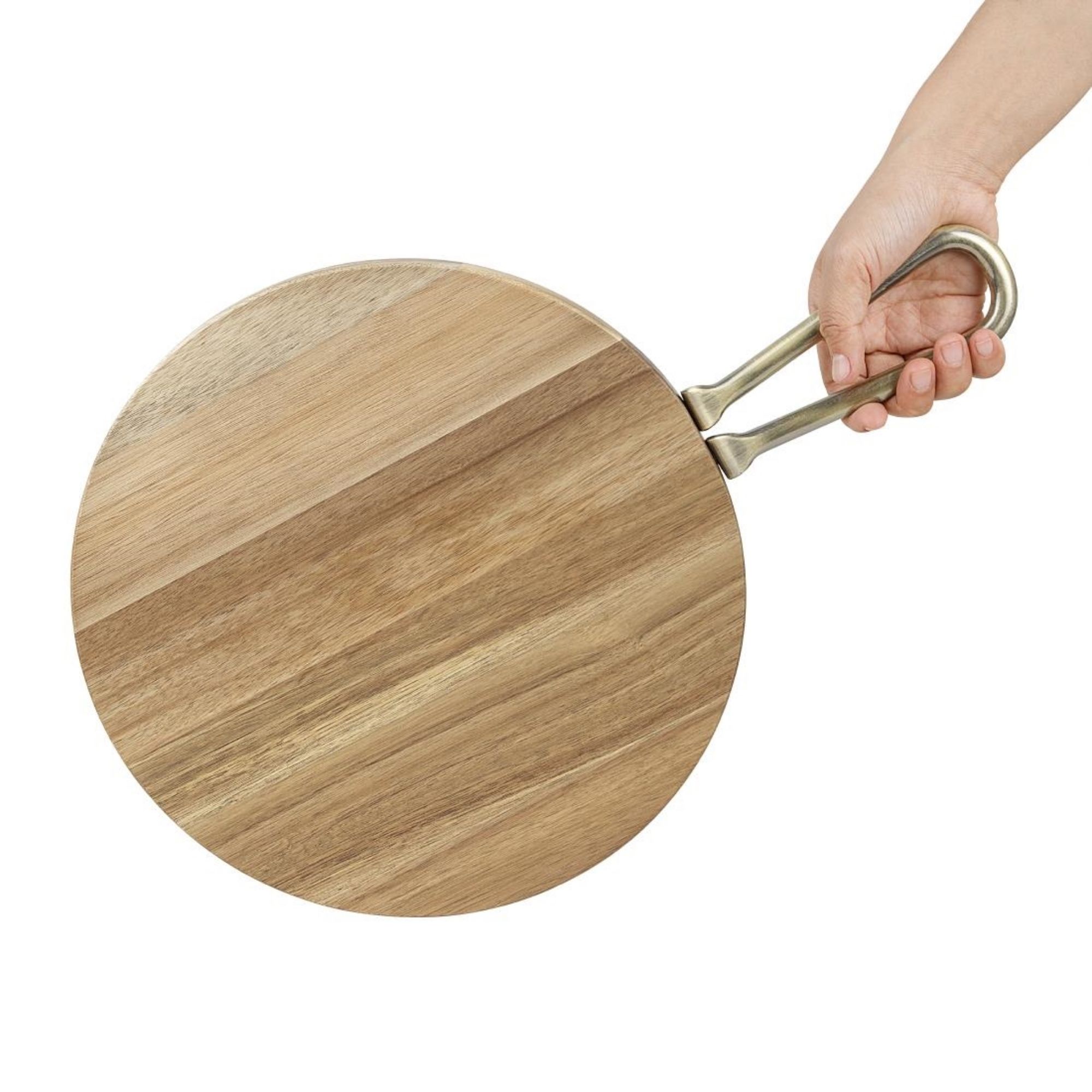 Picture of Olympia Round Paddle Board Acacia Wood With Metal Handle 458x305mm