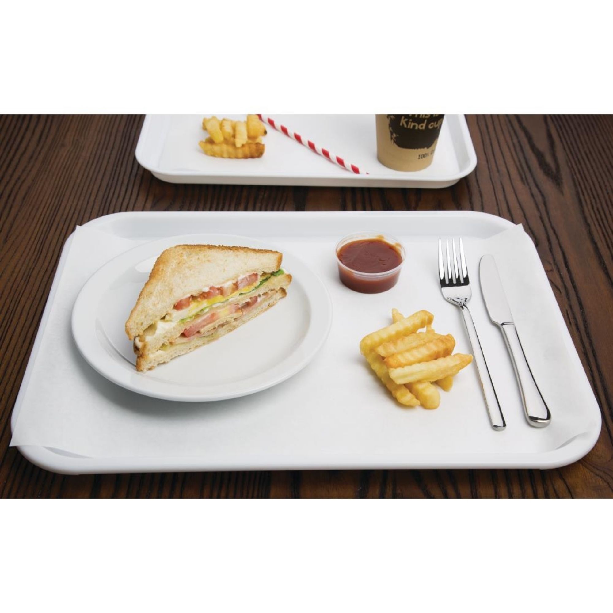 Picture of Olympia Kristallon Polypropylene Fast Food Tray White Medium 415mm