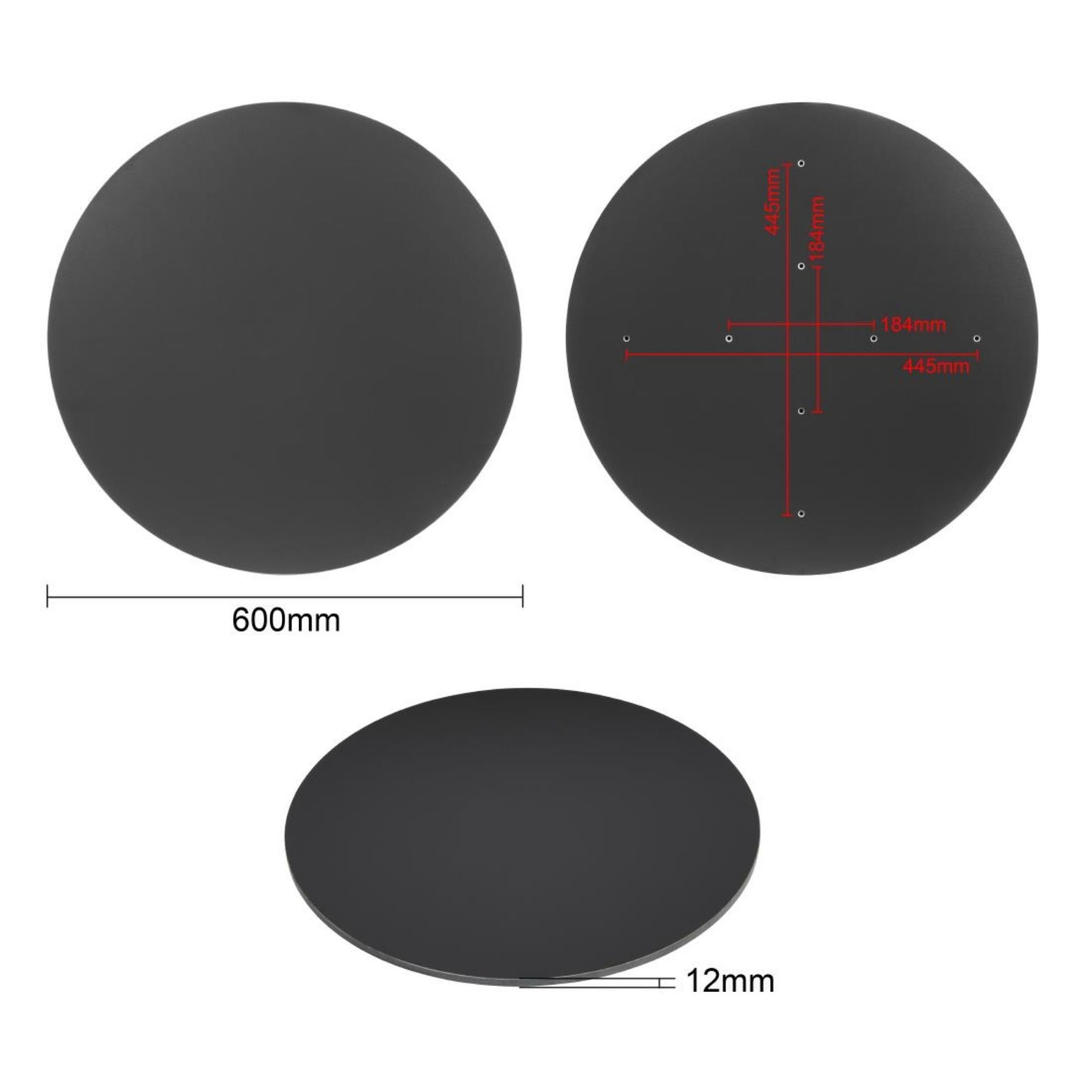 Picture of Bolero Matte Black Round Outdoor Table Top 600mm