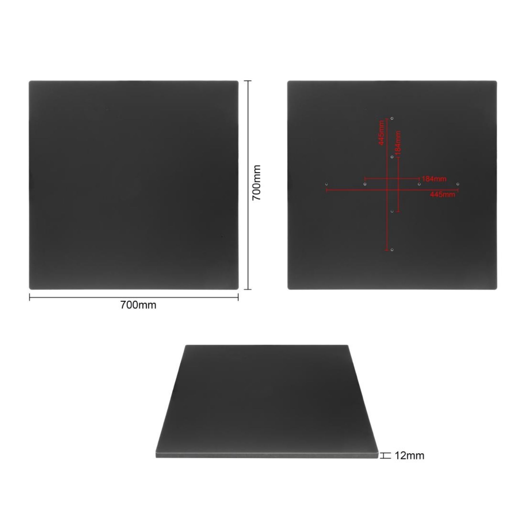 Picture of Bolero Matte Black Square Outdoor Table Top 700mm