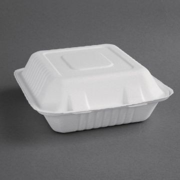 Picture of Fiesta Compostable Bagasse Hinged Food Containers 223mm (200 Pack)