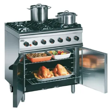 Picture of Lincat Silverlink 600 Natural Gas Free-standing Oven Range - Castors at Rear - 6 Burners - W 900 mm - 35.5 kW