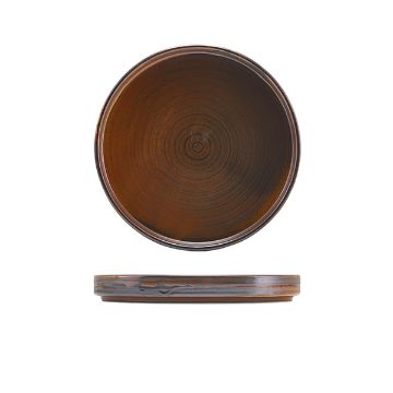 Picture of Terra Porcelain Rustic Copper Low Presentation Plate 18cm - Pack of 6