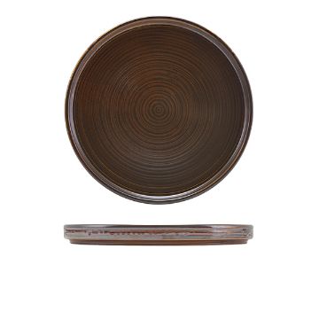 Picture of Terra Porcelain Rustic Copper Low Presentation Plate 25cm - Pack of 6