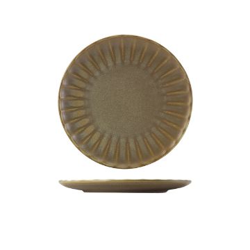 Picture of Terra Porcelain Matt Grey Scalloped Coupe Plate 23.4cm - Pack of 6