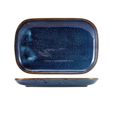 Picture of Terra Porcelain Aqua Blue Rectangular Plate 24 x 16.5cm - Pack of 12