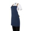 Picture of Southside Short Length X-Cross Back Bib Apron Denim Blue with Tan Ties