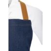 Picture of Southside Short Length X-Cross Back Bib Apron Denim Blue with Tan Ties