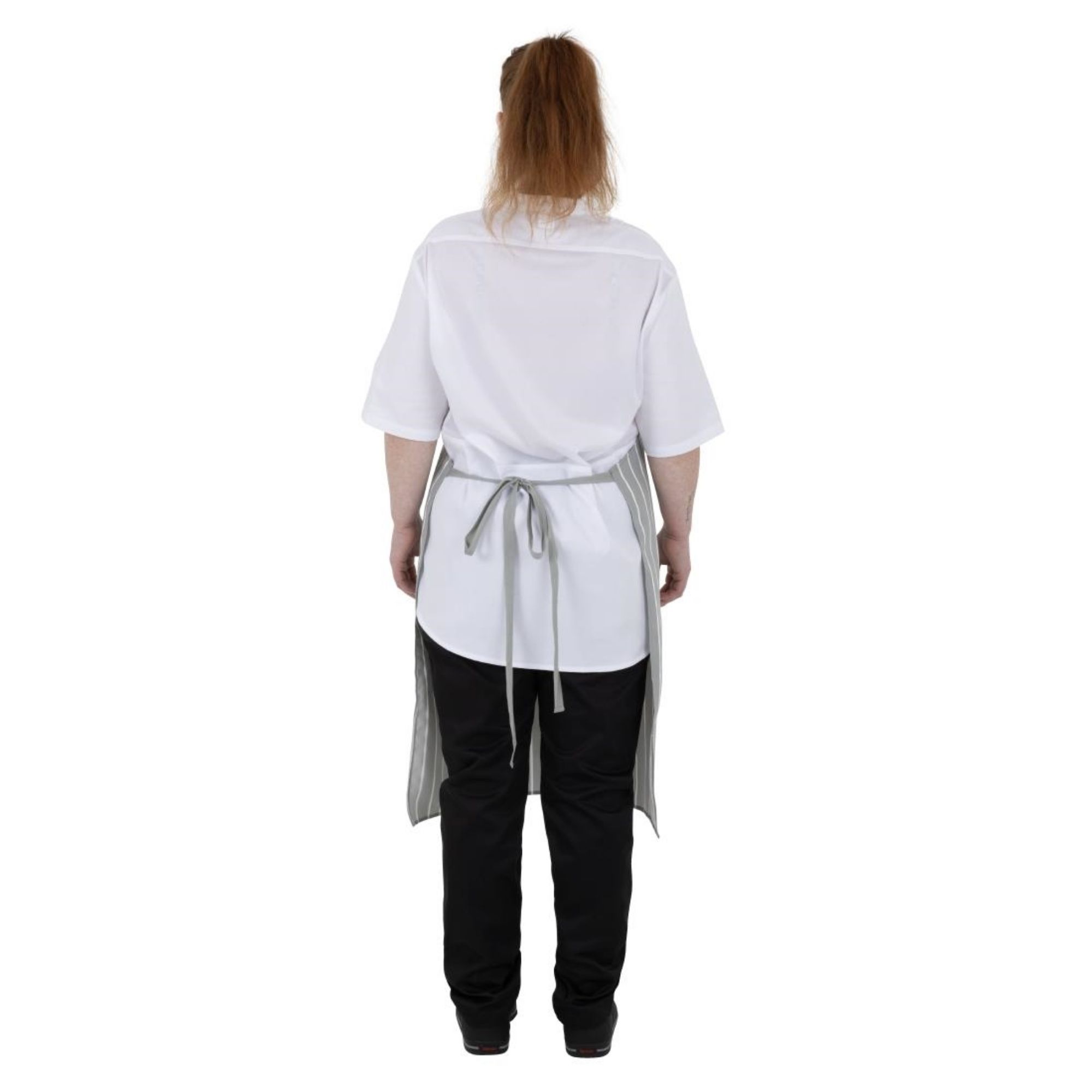 Picture of Whites Butchers Stripe Bib Apron Grey/White