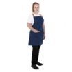 Picture of Southside Short Length X-Cross Back Bib Apron Denim Blue with Tan Ties