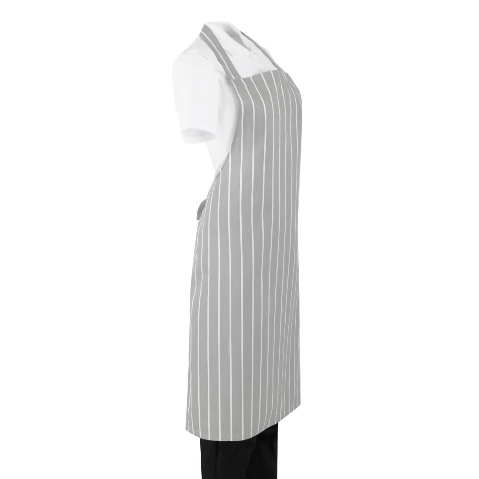 Picture of Whites Butchers Stripe Bib Apron Grey/White