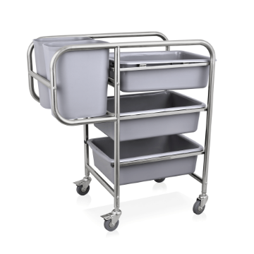 Picture of Was Germany Dish Cleaning Trolley, 80 x 44 x 93 cm, Chrome Nickel Steel