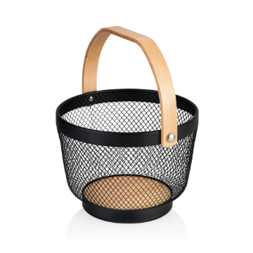 Picture of Was Germany Buffet Basket Black Metal/Wood 28 x 27 x 18.5 cm