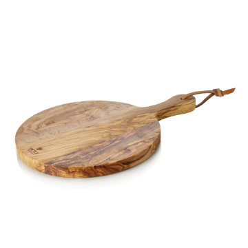 Picture of Pure Olive Serving Board with Handle Dia 25 cm Olive Wood
