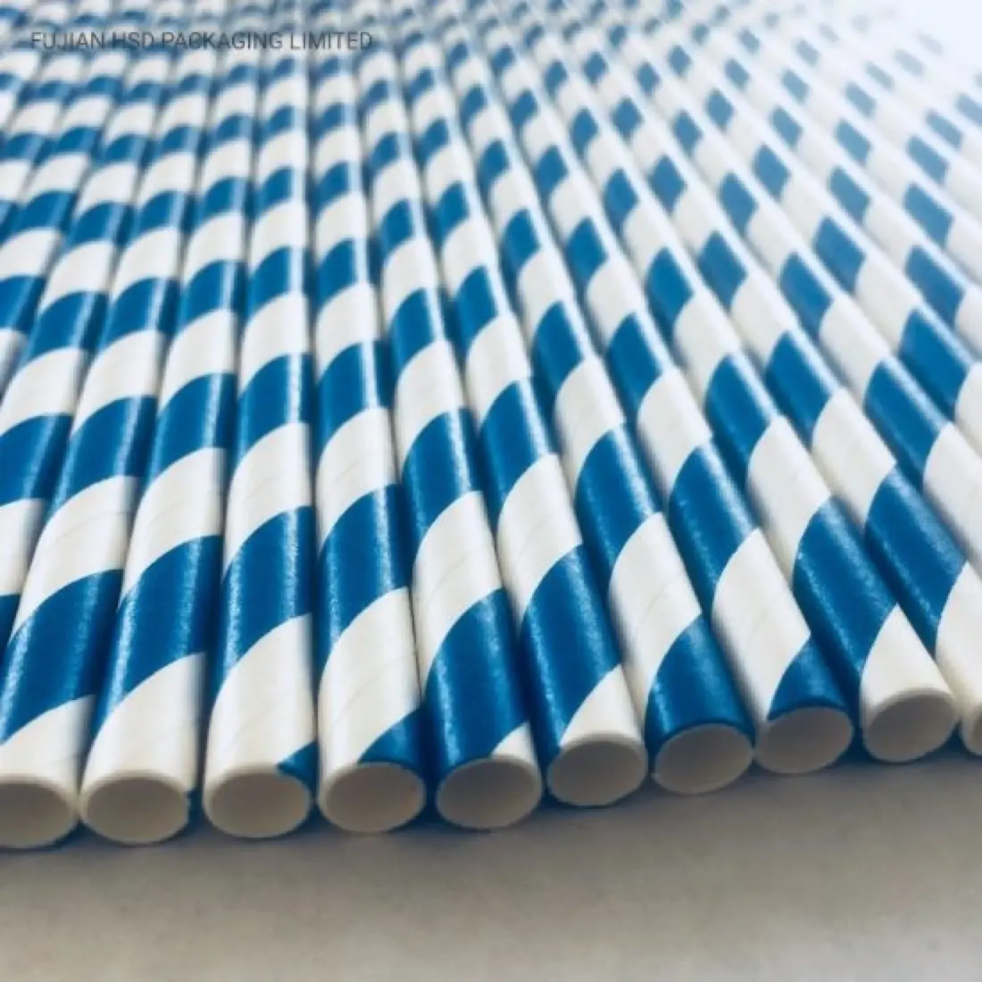 Picture of Bio Straws Blue Stripe Paper 8'' X 250