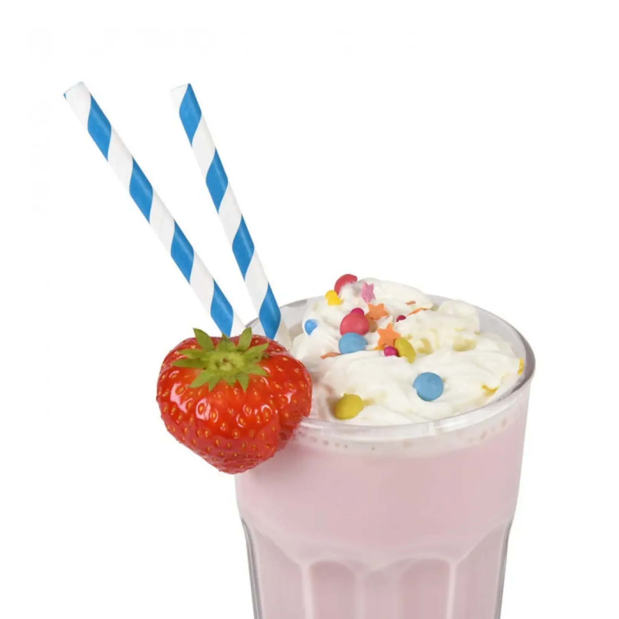 Picture of Bio Straws Blue Stripe Paper 8'' X 250