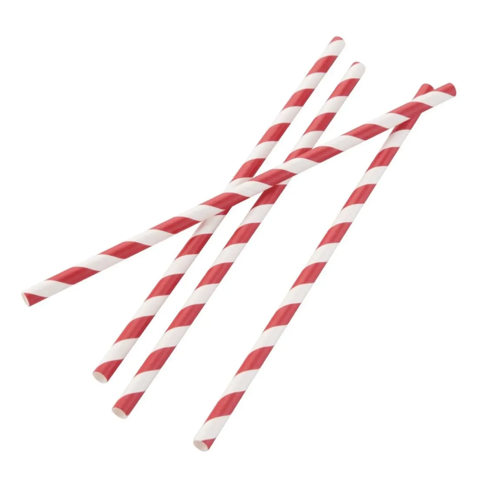 Picture of Bio Wrapped Red White Paper Straws 8'' X 100