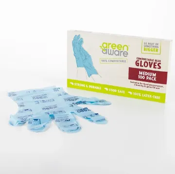 Picture of Compostable Gloves Blue Med X 100