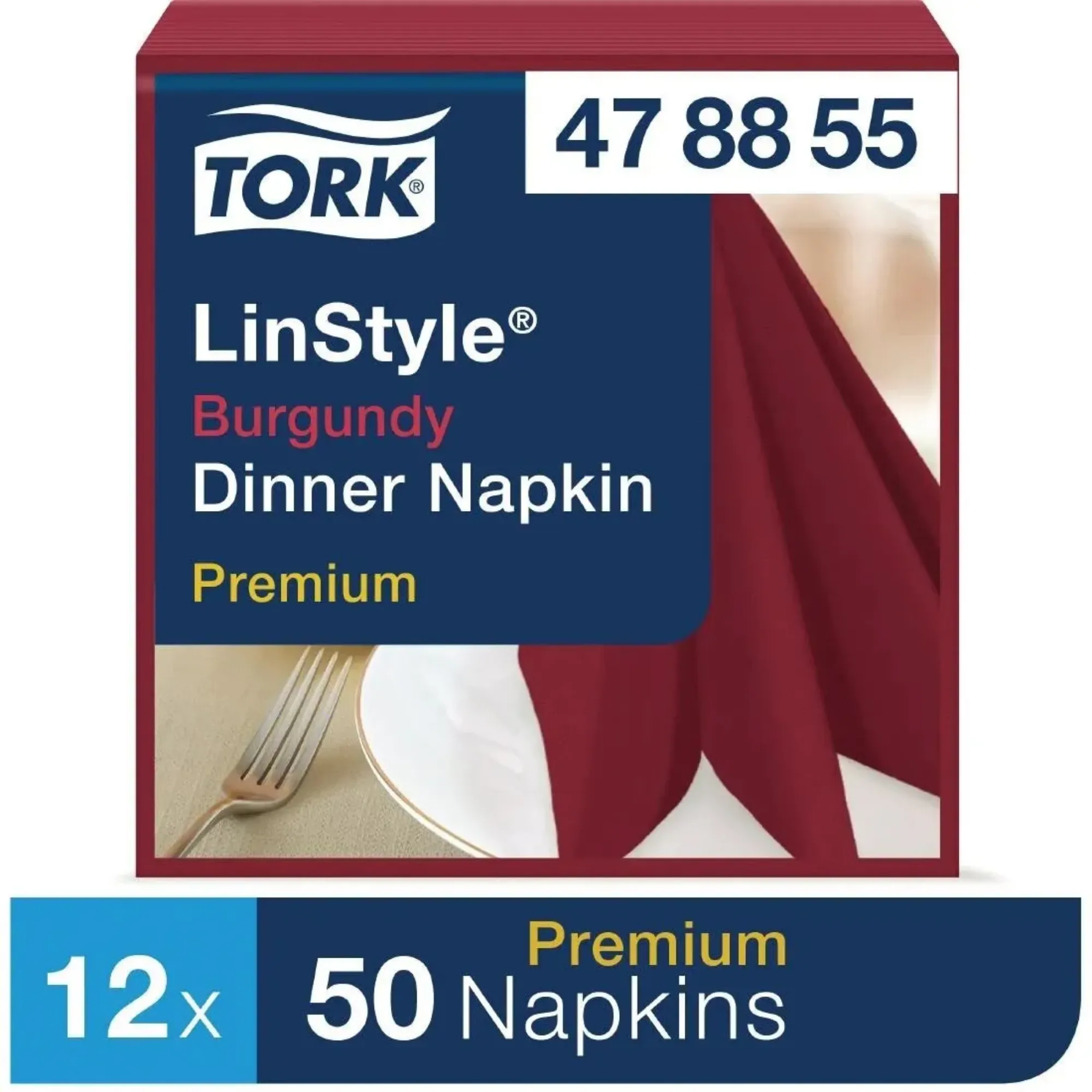 Picture of Tork Linstyle Burgundy 8 Fold Dinner Napkin X 600