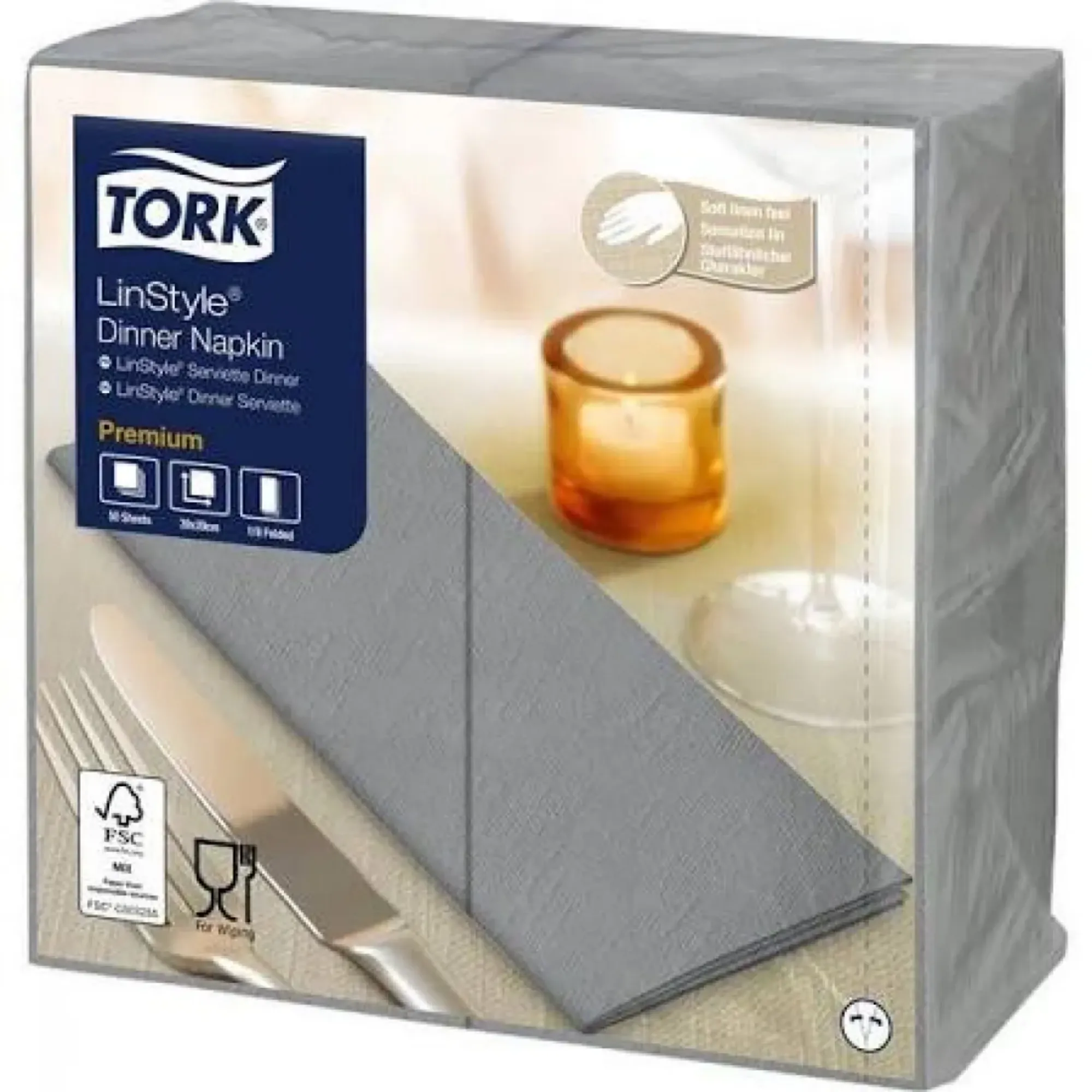 Picture of Tork Linstyle Grey 8 Fold Napkin X 600