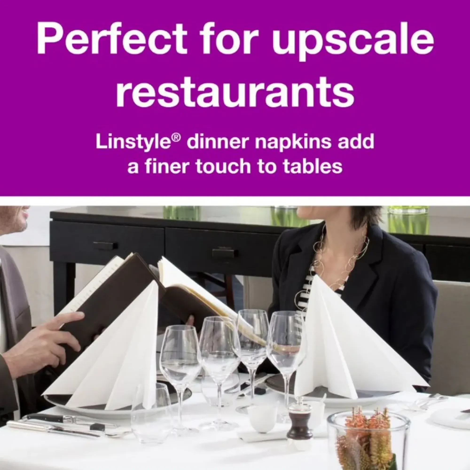 Picture of Tork Linstyle Napkin White 4 Fold X 600