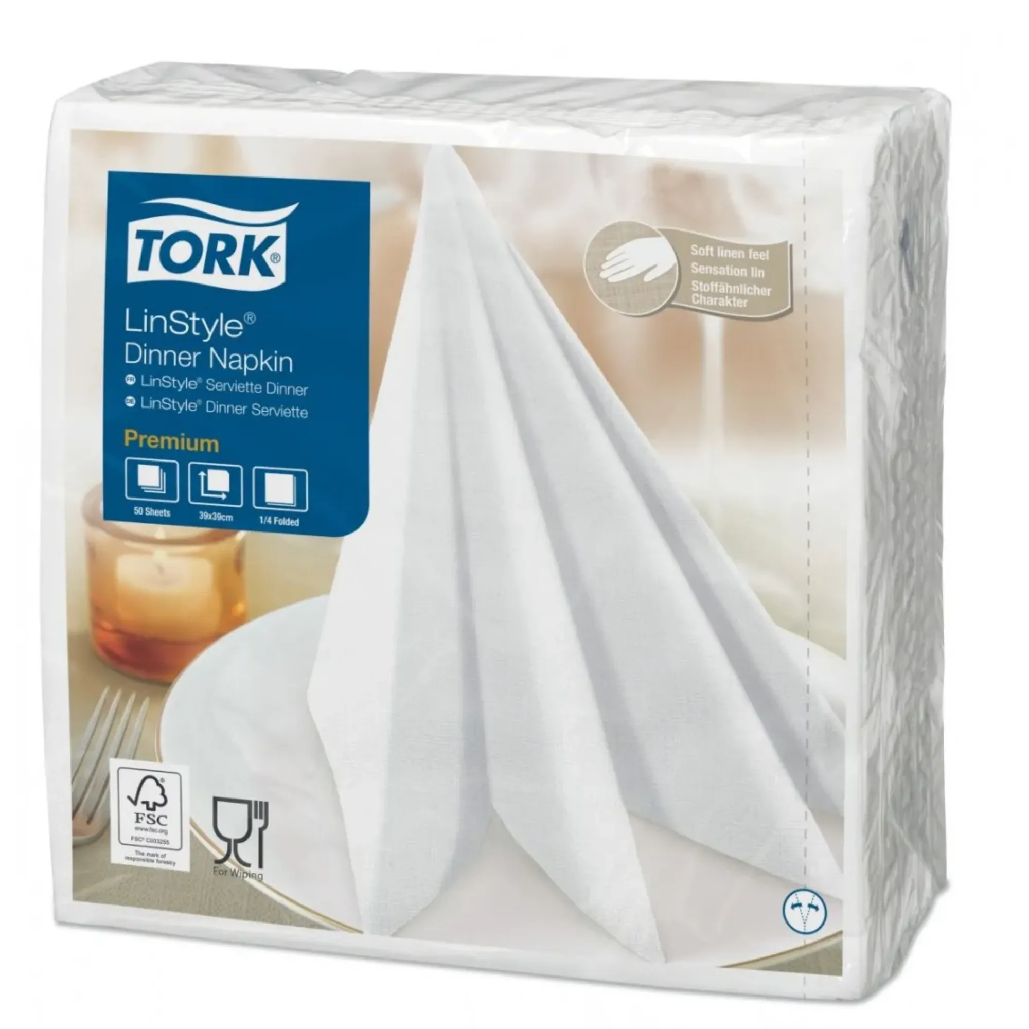 Picture of Tork Linstyle Napkin White 4 Fold X 600