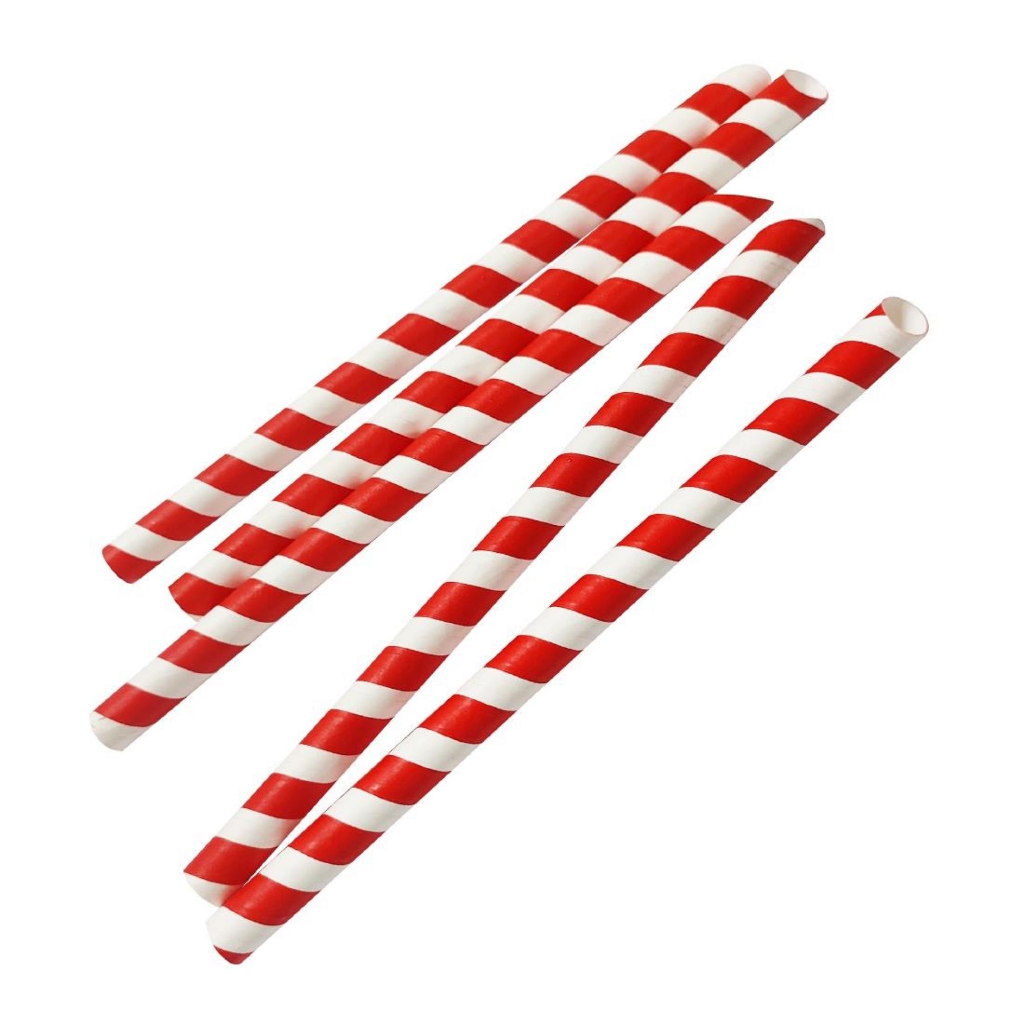 Picture of Fiesta Compostable Bubble Tea Straw Red & White 12x210mm (150 Pack)