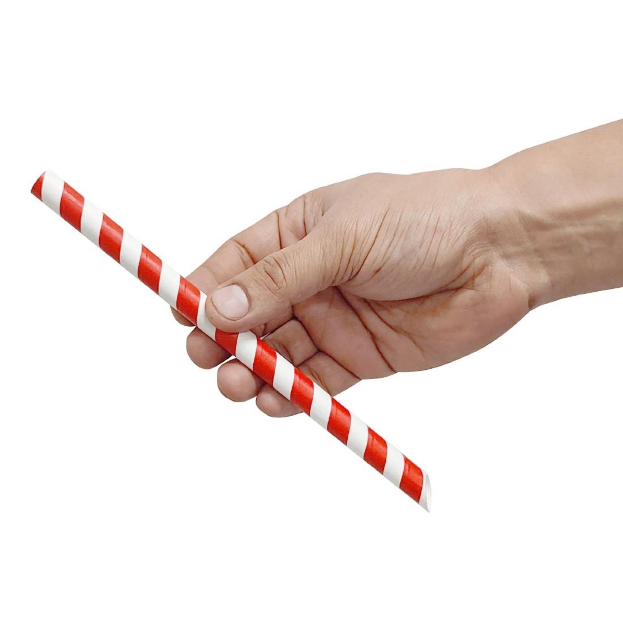 Picture of Fiesta Compostable Bubble Tea Straw Red & White 12x210mm (150 Pack)