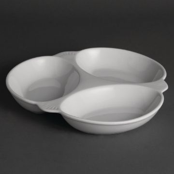 Picture of Olympia Whiteware Vegetable Dishes 3 Section 250mm (6 pack)