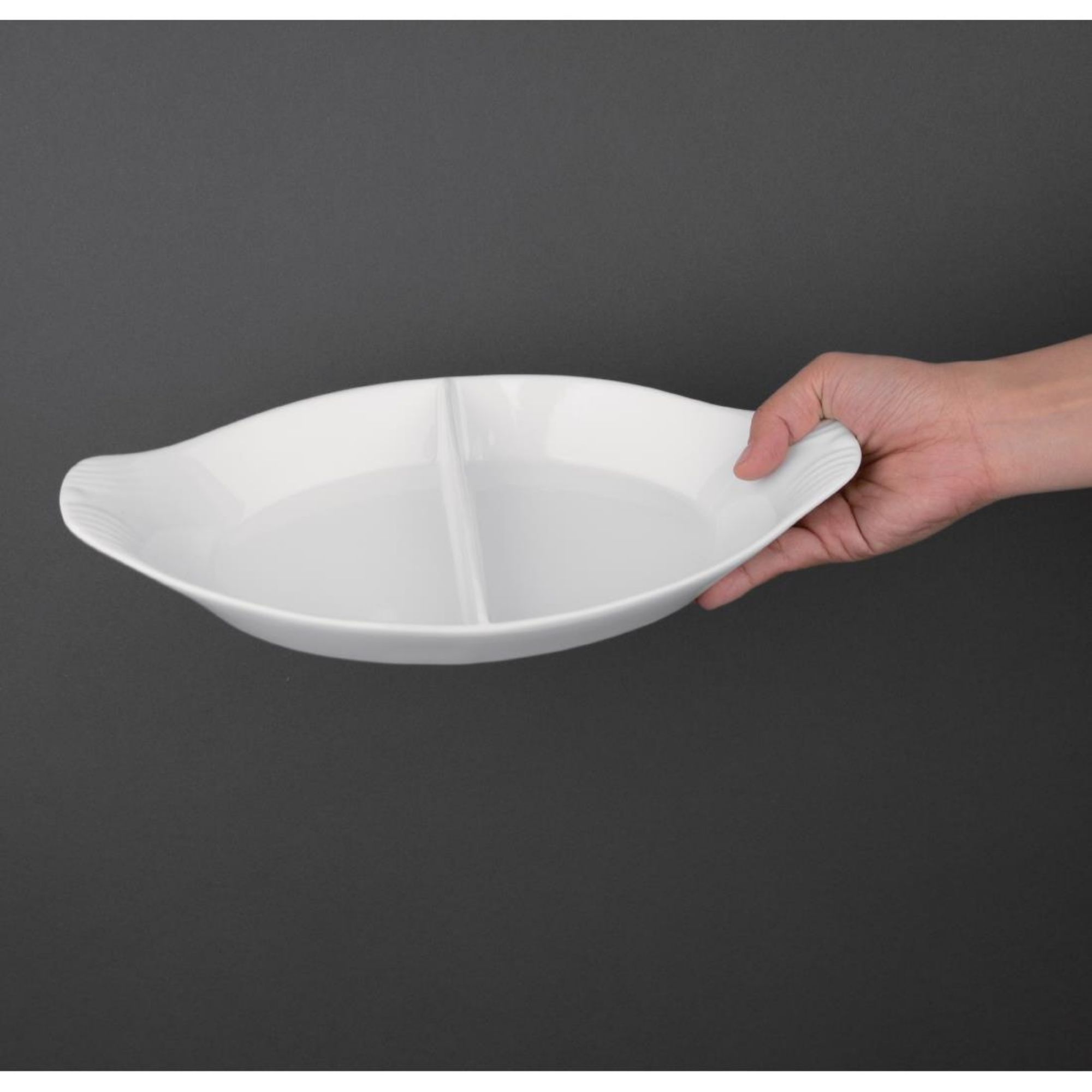 Picture of Olympia Whiteware Divided Oval Eared Dishes 295x155mm (6 pack)