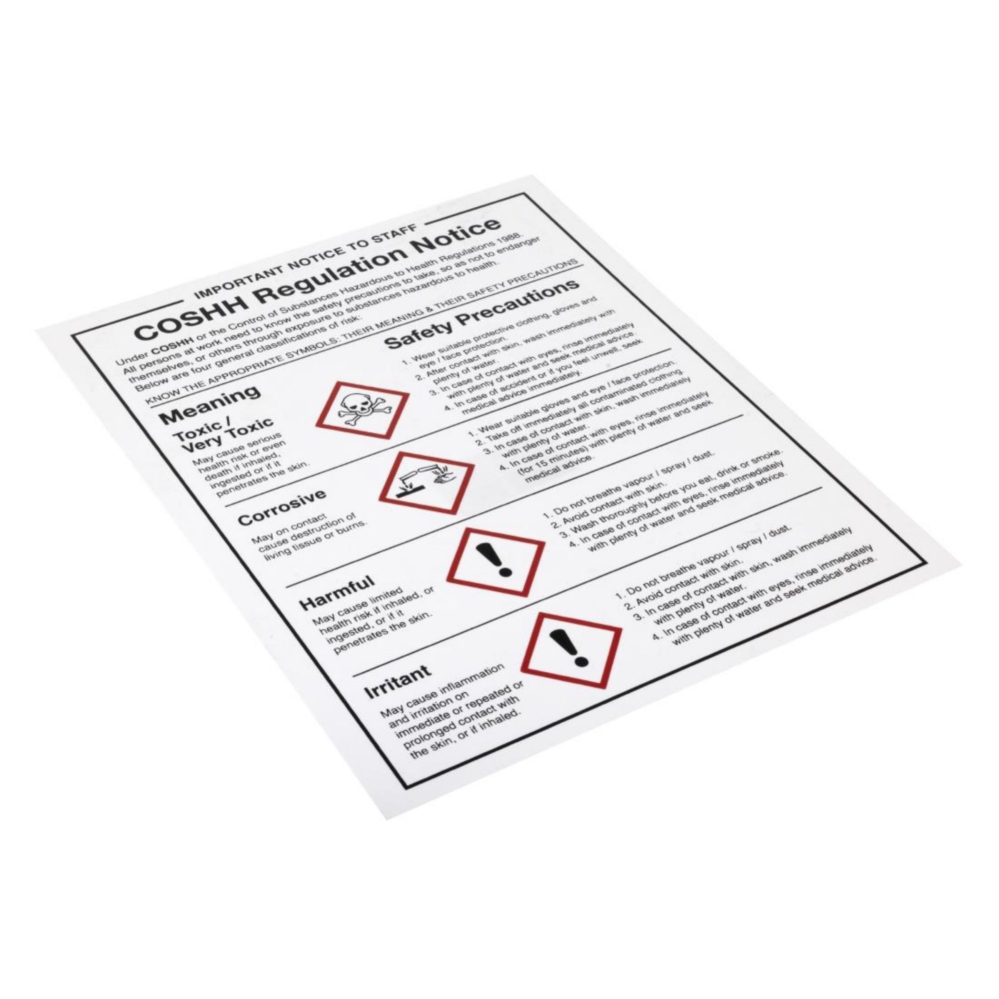 Picture of Vogue COSHH Regulations Sign