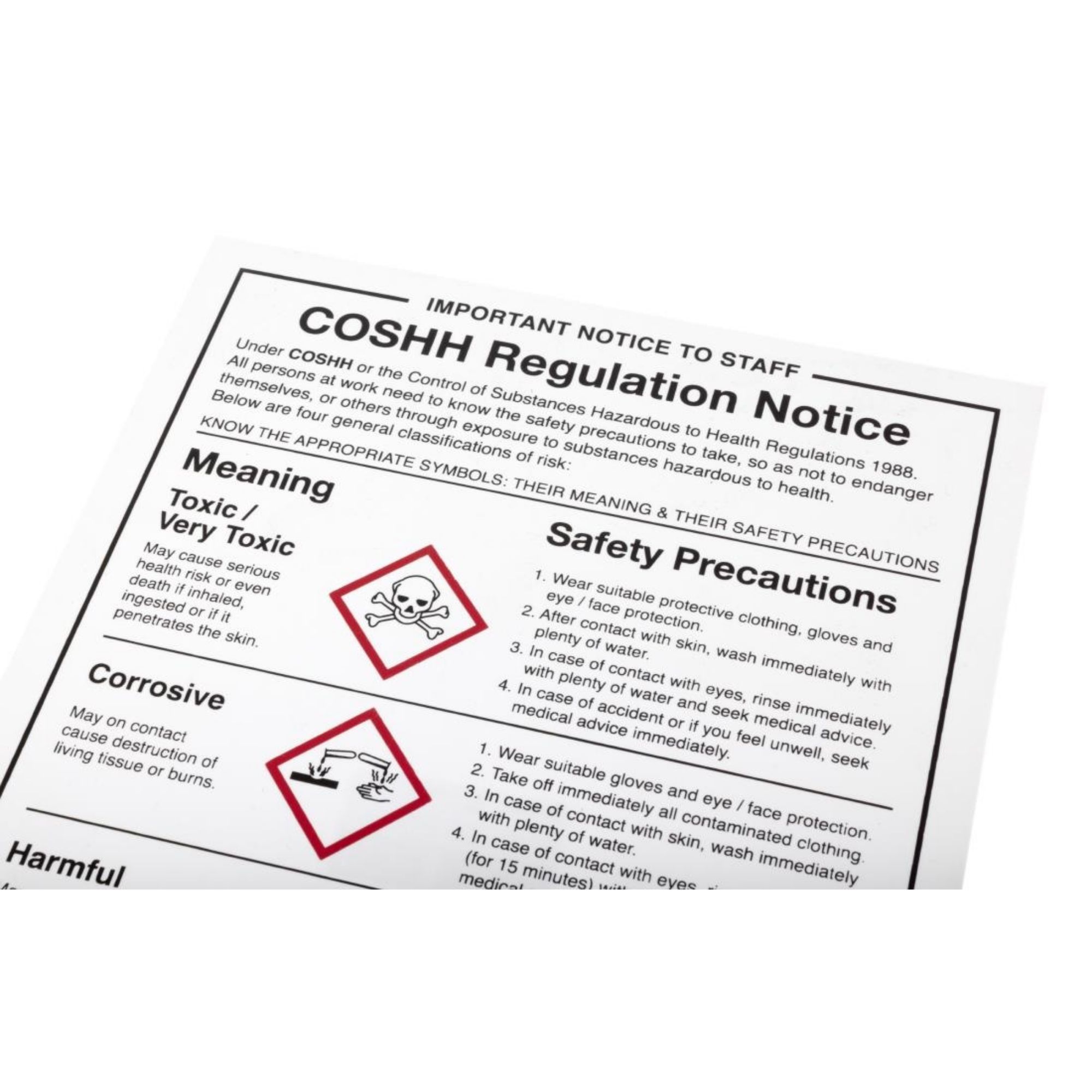 Picture of Vogue COSHH Regulations Sign