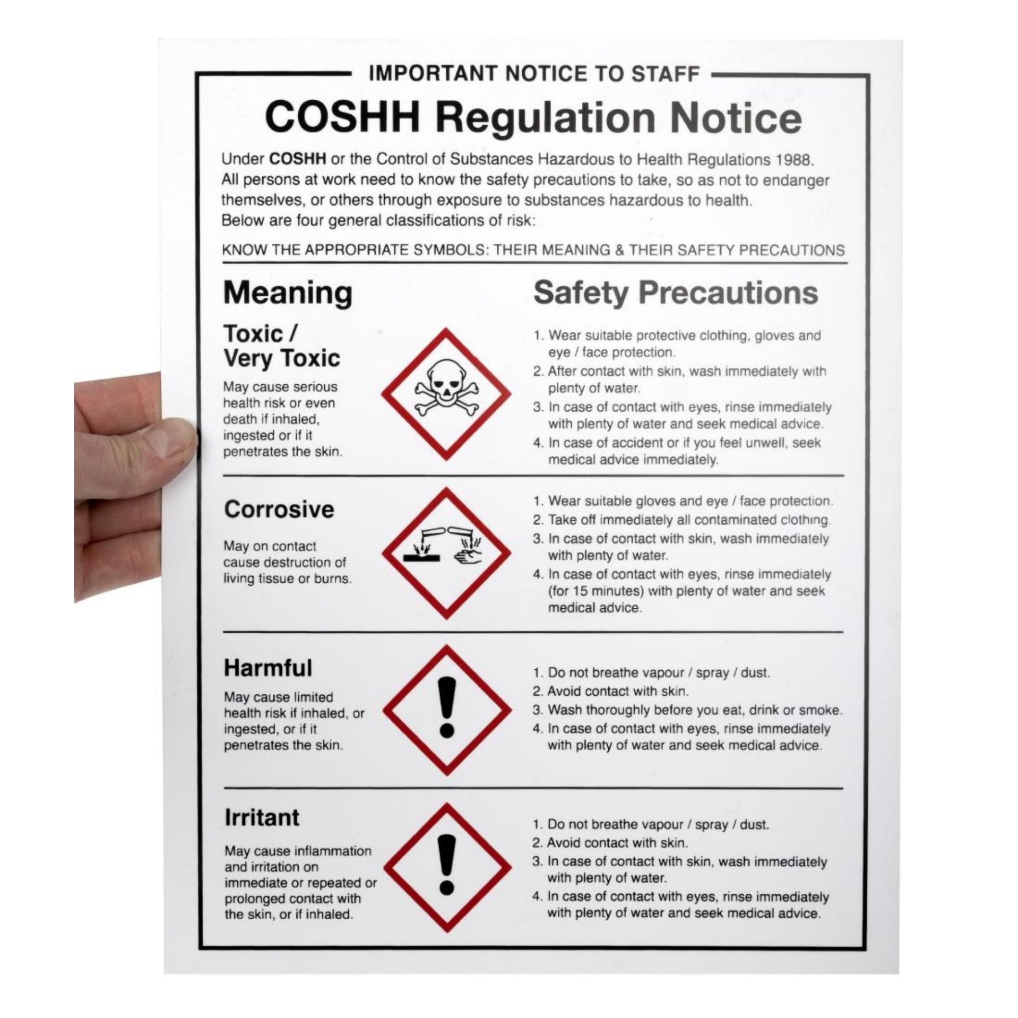 Picture of Vogue COSHH Regulations Sign