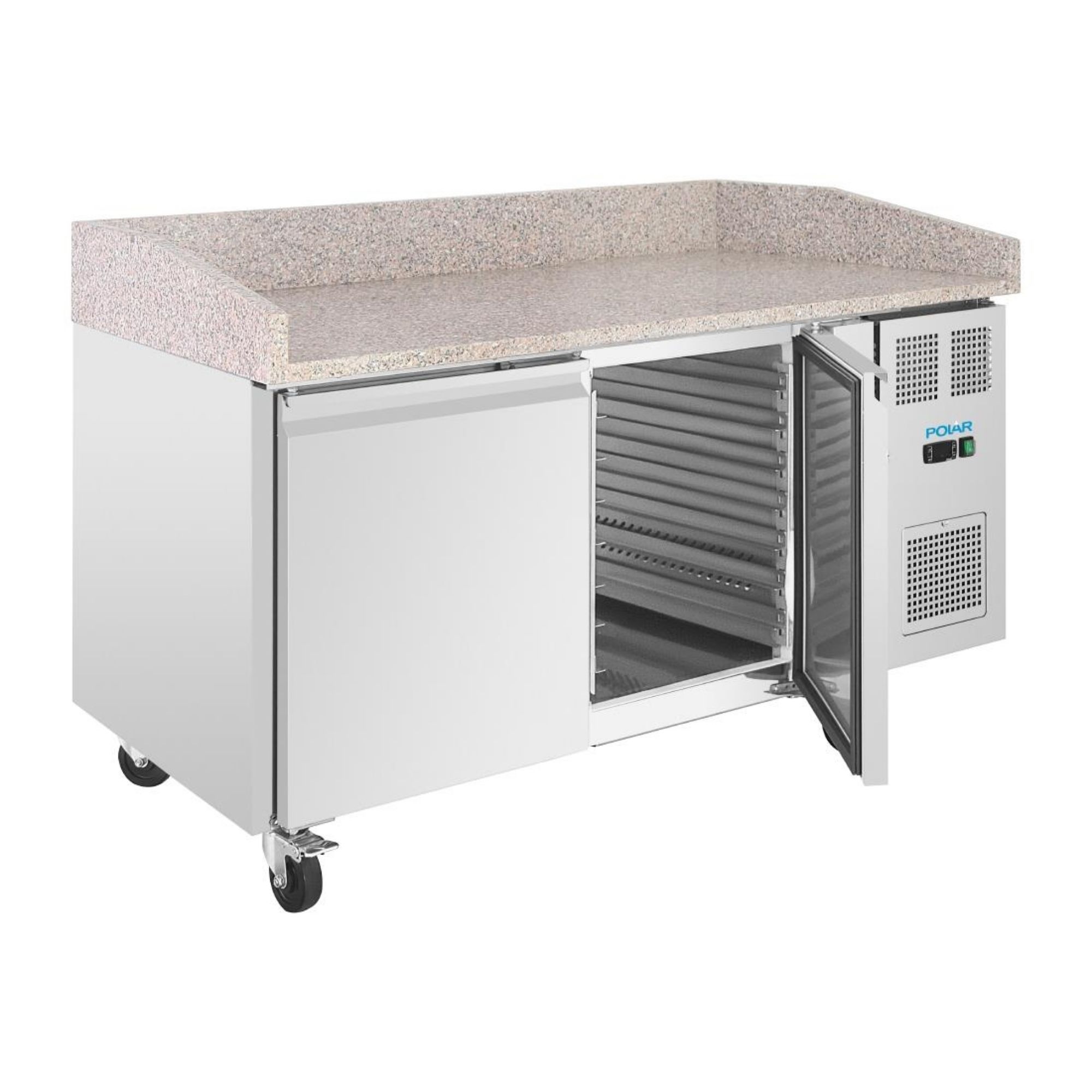 Picture of Polar U-Series Double Door Pizza Counter with Granite Top 428Ltr